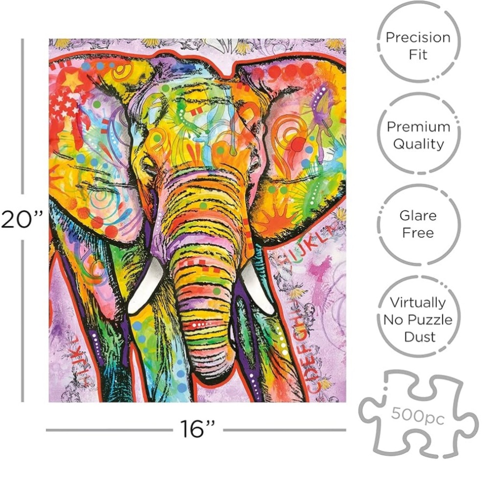 NWOT Aquarius Colorful Elephant Jigsaw Puzzle 🦋 - Picture 3 of 6